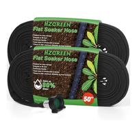 HZGREEN Flat Soaker Hose 50FT x 2 PACK,Drip Hose for Garden Beds Linkable Irrigation System Lightweight and Easy Watering for Tree Plant and Save 80% Water for You (100FT)