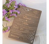 HZGUEOSTB Wedding Invitation,6.4× 4.5 Inche Personalized Laser Cut Rustic Wooden Invitations with Vellum Envelopes for Wedding Engagement Bridal Bridal Shower Invite (black wood)
