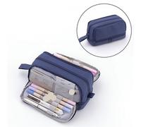 HZHIQUAN Pencil Case Multi Zone Pen Pencil Case Bag Large Pen case Pens Holder Handle Storage Pouch Organizer for Stationery School(Dark Blue)