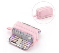 HZHIQUAN Pencil Case Multi Zone Pen Pencil Case Bag Large Pen case Pens Holder Handle Storage Pouch Organizer for Stationery School(Pink)