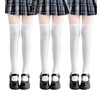 HZHSGLY 3 Pairs Over The Knee Socks Womens, Cotton Girls Thigh High Socks Knee High Socks for Women School Uniform Cosplay Daily Wear