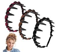 HZHSGLY 3PCS High Cranium Hairband, Crystal Headband Zigzag Headbands Elegant Comfortable Plastic Wavy headbands for Women's Hair (Black+Red+Coffee)