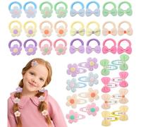 HZHSGLY 40PCS Toddler Hair Clips, Toddler Hair Accessories Sets Elastic Girls Hairs Bands Cute Candy Colors Bows Flowers Hairs Accessories for Girls Kids Babies Toddlers