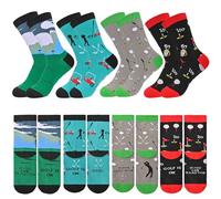 HZHSGLY 4Pairs Golf Socks for Men 9-12, Funny Funky Cotton Mens Golf Socks for Dad Teens Boy Husband Grandad Golfers Gifts
