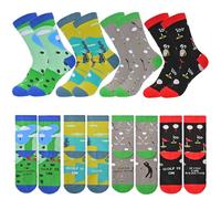 HZHSGLY 4Pairs Golf Socks for Men 9-12, Funny Funky Cotton Mens Golf Socks for Dad Teens Boy Husband Grandad Golfers Gifts