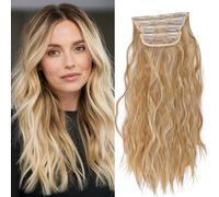 HZHSGLY 4Pcs Blonde Hair Extensions Clip in, 18 Inch Wavy Clip in Hair Extensions Seamless Invisible Hair Pieces Synthetic Hairpieces for Women Girls