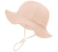 HZHSGLY Baby Sun Hat 6 12 Months, Baby Bucket Hat with Adjustable Chin Strap, Babies Summer Hats with Large Brim Cotton Floppy for UV Protection Newborn Sunhat (UK, Alpha, One Size, Khaki)