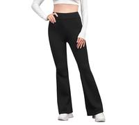 HZHSGLY Girls Flared Leggings,Kids Athletic Leggings,High Waisted Dance Yoga Pants for Ages 8-9 Years (UK, Alpha, S, L, 8-9 Years, Black)