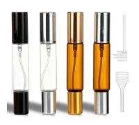 HZHSSG 4PCS 2-in-1 Refillable Perfume Bottle, 10ml Travel Double Ended Roller Ball Spray Bottles with Spray & Roller Design Leakproof Travel Glass Atomizer for Perfume, Cologne and Essential Oils