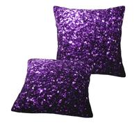 Hzhuaoeg Beautiful Purple Glitter Cushion Covers Set Of 2 Decorative Square Throw Pillow Covers Cushion Soft Pillowcase For Home Decor Sofa Couch Bedroom 16"X16"
