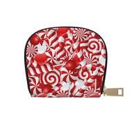 Hzhuaoeg Candy Canes Leather Credit Card Holder Small Zipper Coin Pouch Business Card Case Wallet for Women Men