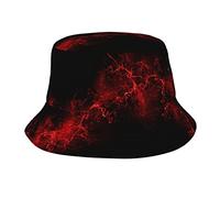 Hzhuaoeg Explosion Burst Red Black Print Bucket Hats Fashion Sun Cap Summer Beach Travel Cap Packable Outdoor Fisherman Hat for Women and Men