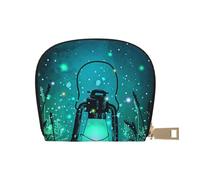 Hzhuaoeg Fireflies and Lantern Leather Credit Card Holder Small Zipper Coin Pouch Business Card Case Wallet for Women Men