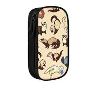 HZHUAOEG Hairy Ferret Pencil Case for Students Girls Boys Large Capacity Pencil Pouch with Big Compartments for School Office Stationary Black
