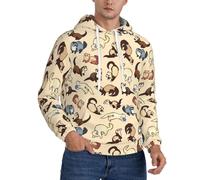 Hzhuaoeg Hairy Ferret Print Men'S Hoodies Pullover Hooded Sweatshirt Casual Hoody With Pocket Autumn Winter Xl Black