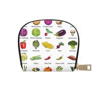 Hzhuaoeg Introduction of Various Vegetables Leather Credit Card Holder Small Zipper Coin Pouch Business Card Case Wallet for Women Men