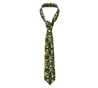 Hzhuaoeg Lemon And Flower Print Ties For Men, Classic Men'S Necktie Solid Tie Skinny Ties Slim Neckties Business Wedding Party Work Tie