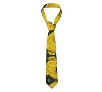 Hzhuaoeg Yellow Roses Print Ties For Men, Classic Men'S Necktie Solid Tie Skinny Ties Slim Neckties Business Wedding Party Work Tie