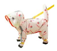 HZHYMBD Pet Raincoat Raincoat, Rain Cape With Feet For Small And Medium Dogs, Fully Waterproof Rainy Dog clothes-pink Strawberry-l-9-12 Pounds