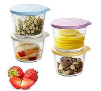 HZIYOU Glass Clear Bowls, Glass Storage Containers Set, Bouillon Cups for Soup Leftover, Microwave, Dishwasher, and Freezer Safe(4pcs)