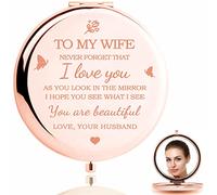 HZJ-AIGO Gifts for Wife-I Love You Wife Gift Compact Mirror-Romantic Gift for Her Birthday,Wedding Anniversary,Valentines Day,Christmas (Rose Gold)