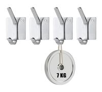 hzkais 4 PCS Self Adhesive Hooks, Strong Sticky Hooks for Hanging Heavy Duty, Hanging up to 7KG, Stainless Steel Sticky Hooks, No-Nail Hook, Towel Hooks for Bathrooms Kitchen, Over Door(Silver)