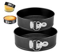 hzkais 6 & 8 inch Round Cake Tins for Baking, Springform Cake Tin Set of 2, Non-Stick Baking Tins, Carbon Steel and Loose Base for Easy Release Round Pan, Cheesecake Tin Springform Loose Bottom