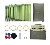 Hzkokon 13 Pairs 10cm Knitting Needles Set | Interchangeable Circular Knitting Needles Premium Aluminum Needles & Accessories Size 3~10mm Green