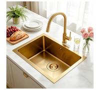 HZKSINNK 55x40cm Kitchen Sink, Brushed Gold Single Bowl Sinks, Stainless Steel Bar Kitchen Sinks, Undermount Or Above Counter Sink With Drain Filter