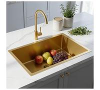 HZKSINNK 60x40cm Kitchen Sink, Brushed Gold Single Bowl Sinks, Stainless Steel Bar Kitchen Sinks, Undermount Or Above Counter Sink With Drain Filter