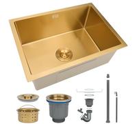 HZKSINNK 75x45cm Kitchen Sink, Brushed Gold Single Bowl Sinks, Stainless Steel Bar Kitchen Sinks, Undermount Or Above Counter Sink With Drain Filter