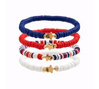 HZling Braclet 4th Of July Celebration Bracelet Set Independence Day's Soft Ceramic Beaded Bracelet Stretch Star Flag Clashing Hand Jewelry Shining Jewelry& 79