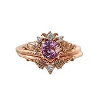 HZling Engagement Rings Rose Gold Pink Crystal Engagement Ring Delicate Design 2PCS Set Fashion Ring Light High Grade Rings108
