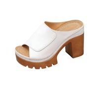 HZling Ladies Sandals Ladies Summer Sandals Stitching Hollow Out Chunky Bottom Heel Big Size Open Toe Casual