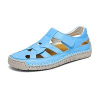 HZling Sandals for Men Men's Hollow Out Hook Loop Flat Fisherman Sandals Closed Toe Head Soft Bottom Hand Stitching Wading Summer Comfort -Slip Casual Wading Beach