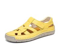 HZling Sandals for Men Men's Hollow Out Hook Loop Flat Fisherman Sandals Closed Toe Head Soft Bottom Hand Stitching Wading Summer Comfort -Slip Casual Wading Beach