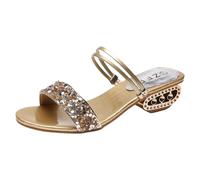 HZling Sandals for Women Summer Rhinestone Sequins With A Straight Strap Fashionable For Wearing In Europe And America One Shoe Two Sandals Women