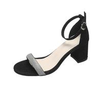 HZling Sandles Foreign Trade Open Toed European And America Style Oversized Square Toe Hollow Solid Color Straight Buckle High Heeled Sandals