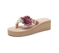 HZling Slide Summer Cutout Platform Sandals Open Toe Beach Slippers with Thick Hook Heel for Warm Weather and Everyday Wear Red