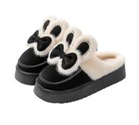 HZling Sliders Bunny Slippers for Cozy Indoor Shoes with Thick Soft Sole Winter Warm Home Footwear Black