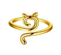 HZling Stainless Steel Rings for Women Yarn Ring Cat Kitty Ears Adjustable Size Crochet Ring Beginner Knitting Crocheting Gift Crochet Tension Regulator Tool Finger Gift Gold Rose Gold Cat Rings13