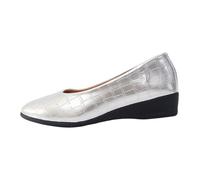 HZling Summer Shoes Women's Closed Toe 2 Inch Mid Heels with Arch Support Round Toe Comfortable Dress for Women Ladies Silver