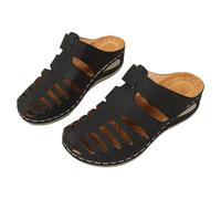 HZling Womens Sandals Ladies Summer Casual Hollow Slope Heel Beach Rome Pure Colour Large Size Sandal Slippers