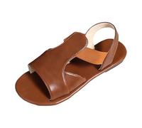 HZling Womens Sandals Women's Flat Sandals Summer Europe And The United States Round Head Open Toe Side Hollow Fish Mouth Outside Wear Big Yards Female