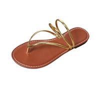 HZling Women's Sandals Women's Rhinestone Toe Ring Flat Sandals Strappy Slip On Slides