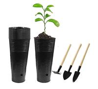 Hzloyat 20 Pcs Plastic Deep Nursery Pots - 9.8" Tall Tree Pots, Indoor/Outdoor Use with 3 Pcs Garden Tools