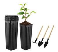 Hzloyat 20 Pcs Plastic Deep Nursery Pots,9.8" Tall Tree Pots,Tall Nursery Tree Pots Plant Deep Seedling Pots, Flower Plant Container Pots with 3 Pcs Garden Tools for Indoor Outdoor Use