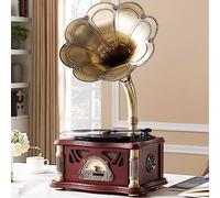 HZLSBL - Classic Gramophone with Bluetooth Output, Retro Gramophone Turntable for 7 Inch, 9 Inch, 12 Inch, 3 Speed, Hi-Fi, Handmade by Pure Oak (Nogal)