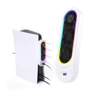 HZLucki Upgraded Cooling Fan for PS5, with 9 Adjustable Breathing Light Modes, Cooling System with 3-Speed Quiet Cooler Fan and Auto Adjustment, Compatible with PS5 Disc/Digital Edition White