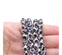 HZLXF1 Faceted Black Tibetan Mystical Old Agates Spherical Beads Loose Stone Beads For Jewelry Making DIY Bracelet 15'' 39cm Strand 8mm (Color : Black, Item Diameter : 8mm approx 46beads)